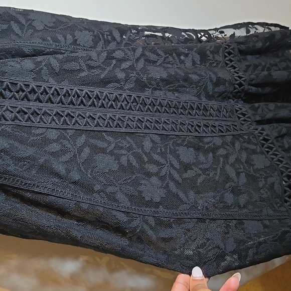 Free People Anastasia Lace Crochet Lined  Fairy Goth Emo Sleeveless Maxi Dress - Picture 12 of 16